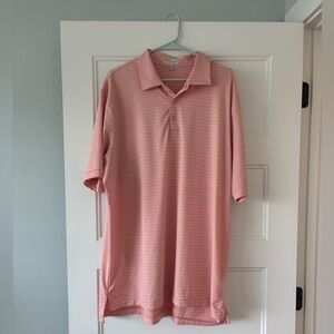 Peter Millar summer comfort polo shirt XXL orange peach and blue strip